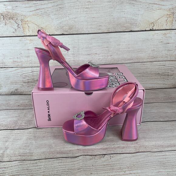 Aldo X Barbie Party 650 Womens Sz 6B Platform Sandals Heels Pink - Picture 2 of 12